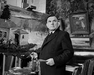 Gerasimov: Soviet painter Sergei Gerasimov in his studio, 1962