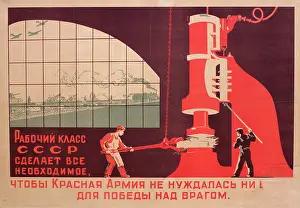 Necessary: Soviet Poster, Workers Help Red Army Against the Enemy, WW2