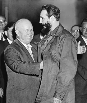 Khruschev: Soviet Premier Nikita Khrushchev greets ?