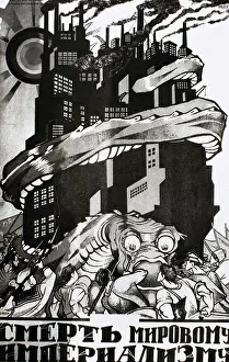Alphabet: Soviet propaganda poster. Death to World Imperialism