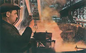 Lcgr1703: Soviet Russian metalworker, supervising the pouring