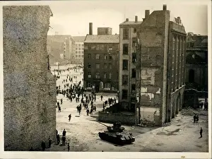 Thrilling: Soviet Russian tank in East Berlin during uprising
