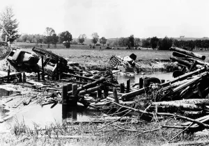 Battered: Soviet tank column after a Stuka attack, 1941