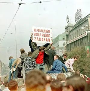 Authorized: Soviet tank - Wenceslas Square - Prague - protest