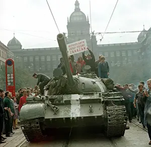 Authorized: Soviet tank - Wenceslas Square - Prague - protest