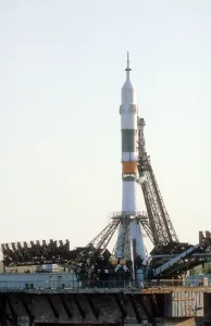 Pushkarev: Soyuz T-2 spaceship before launch, 1980