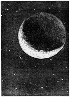 Lune: Space capsule dwarfed by the disc of the Moon