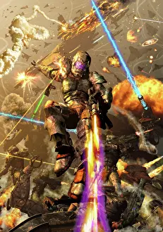 Blast: Space marine fighting a chaotic battle on Mars