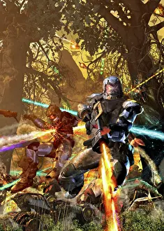 Blast: Space marine fighting Mechs in the woods