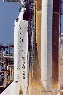 Liftoff: Space shuttle Challenger disaster. Grey-brown ?