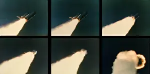 Liftoff: Space shuttle Challenger disaster. Six image ?
