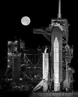 Prominent: Space Shuttle Discovery sits atop the launch pad