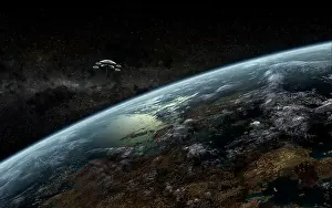 Satellites: A space station orbits a hypothetical planet