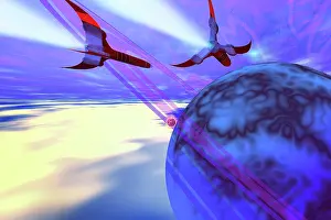 Spaceport: Two spacecraft fly back to their home planet after a mission