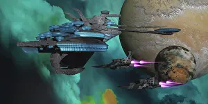 Spaceport: Spacecraft return to a spaceport in orbit around an alien ?