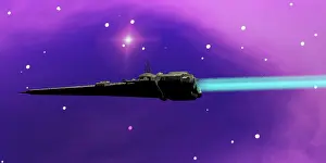 Orbit: A spaceship blazes its way through space with ion propulsion