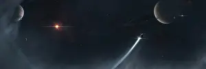 Saturn: Spaceship escaping from a Sun which is about to implode