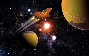 Planetary: A spaceship traveling between exoplanets
