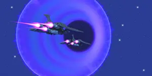 Orbit: Spaceships enter a wormhole in outer space