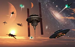Panels: Spaceships used by different alien races are scattered ?