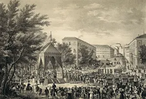 Sicilies: Spain (1832). Parade of troops for the kings