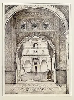 Myrtles: Spain (19th c.). Granada. The Alhambra. Patio