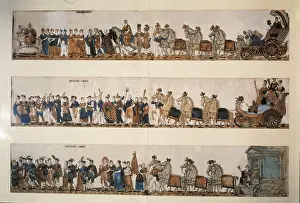 Coachs: Spain (19th c.). Parade to pay tribute to the