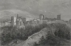 Emirate: Spain, Andalusia. Panoramic view of the Alhambra of Granada