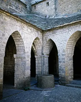 Assumption: Spain. Aragon. Ainsa. Collegiate of St. Mary. Cloister. Det