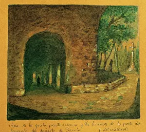 Plague: Spain. Barcelona. Sarria's Desert Monastery. Penance grotto