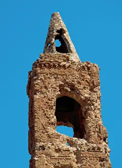 Belfry: Spain. Belchite. Belfry in ruins