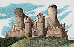 Nueva: Spain. Castle of Belmonte. Engraving. Later colouration