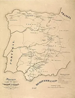 Cartographies: Spain. First Carlist War (1836). Map of Spain