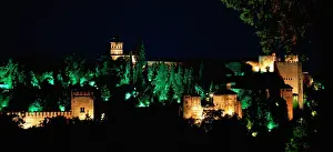 Alhambra: Spain. Granada. Alhambra. NIght view