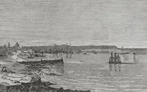 Litoral: Spain. Grao of Valencia. Panoramic view. Engraving