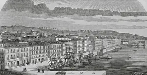 Vieja: Spain, Santander. Panoramic view of the harbour