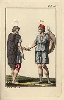 Spalart: Spaniard and Spanish woman with shield and spears