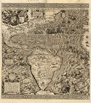 Hemisphere: Spanish America, 16th century map