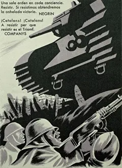 Monistrol: Spanish Civil War. Propaganda postcard for the