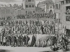 1692: Spanish Inquisition. Auto-da-fe. Engraving, 19th century