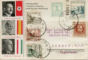 Typewritten: Spanish propaganda postal cover envelope