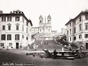 Monti: Spanish Steps, TrinitE dei Monti, Rome Italy, c.1870's