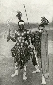 Axeman: Spearman and battle axeman, Belgian Congo, Central Africa