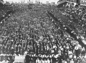 Shirts: Spectators during a Hitler speech, 1931