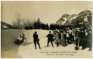 Bobsled: Spectators watch the Bobsleigh Run at Morgins, Switzerland