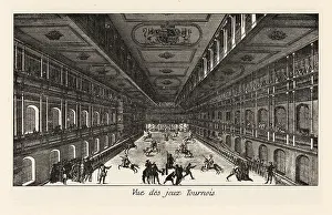 Games And Pastimes: Spectators watching jousting games in an arena, 18th century