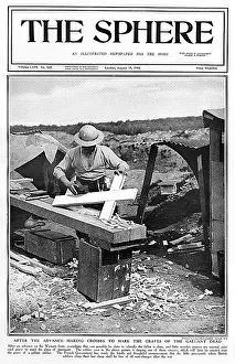 Poignant: Sphere cover - making crosses to mark the dead, WW1