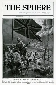 Vindictive: Sphere cover - Zeebrugge raid, crew fix Union flag, WW1