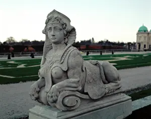 Belvedere: Sphinx at gardens of Belvedere Palace. 18th century. Vienna