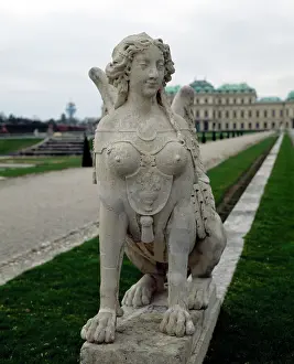 1717: Sphinx at gardens of Belvedere Palace. 18th century. Vienna